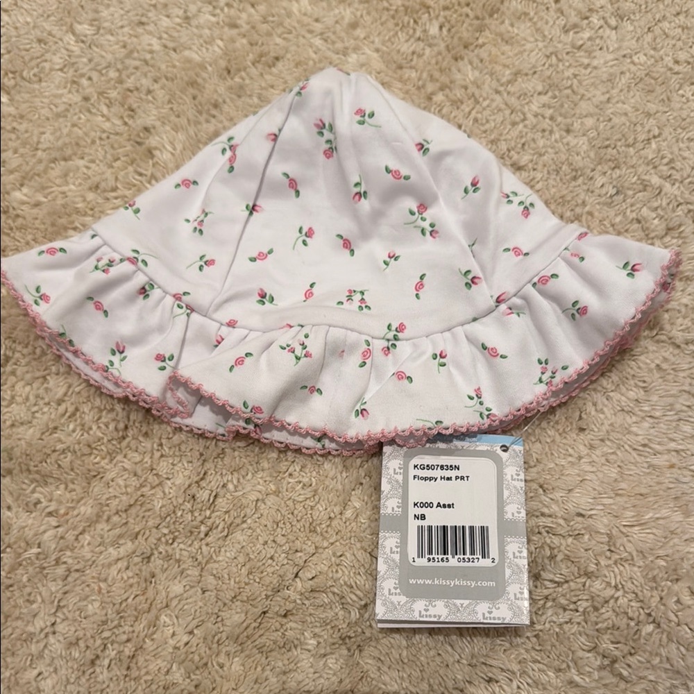 Kissy Kissy Floral White and Pink Baby Hat